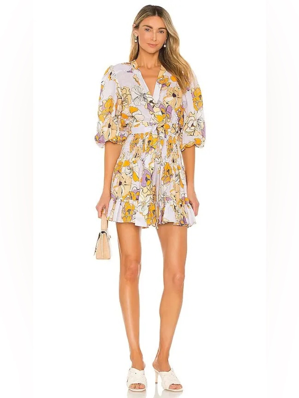 Alexis Purple Orange Floral Print Pasina Mini Dress
